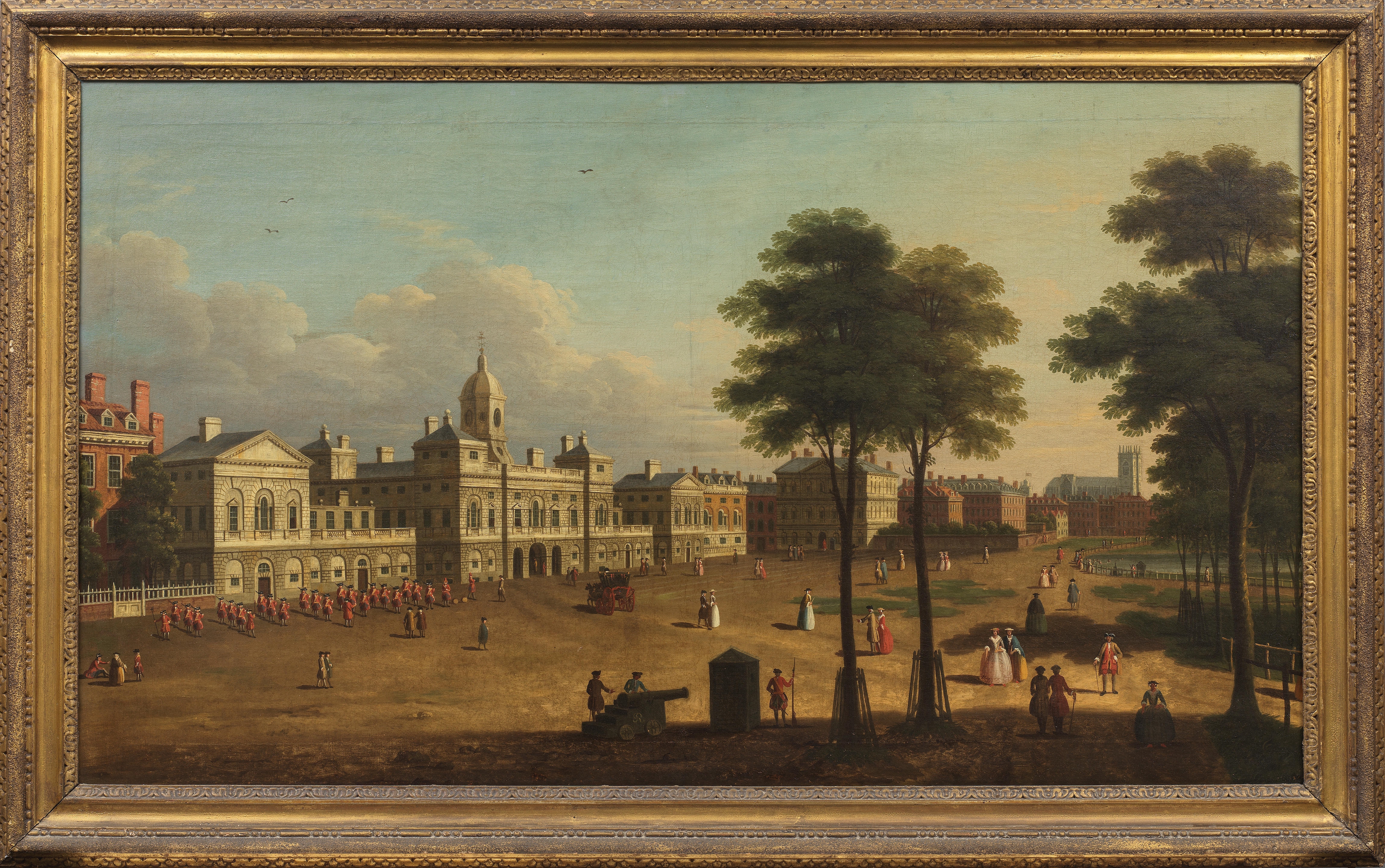 Artwork by Canaletto, View of Horse Guards Parade, London, Made of oil on canvas