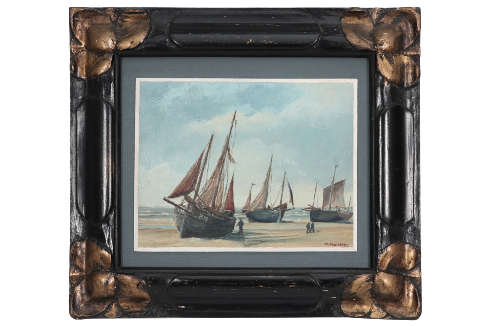 Artwork by Marcel Poniaerd, Gestrande visserssloepen, Made of oil on panel