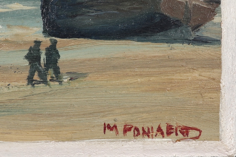 Artwork by Marcel Poniaerd, Gestrande visserssloepen, Made of oil on panel