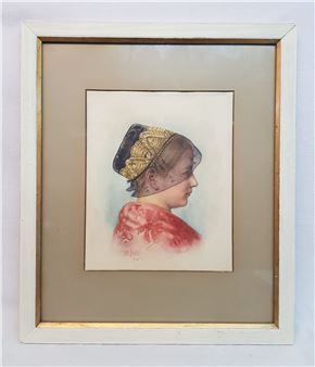 - Jeune femme en costume traditionnel de Mühlenbach (Forêt Noire) -... - Heinrich Issel