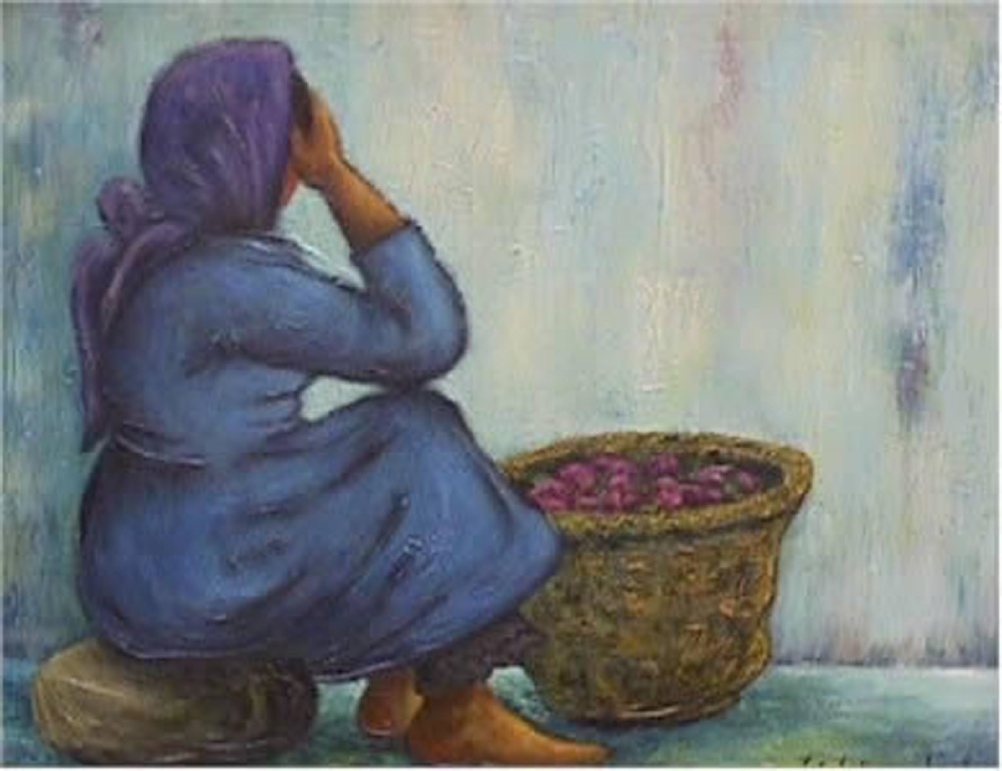 Artwork by Zvi Livni, MARKET WOMAN, Made of OIL ON CANVAS