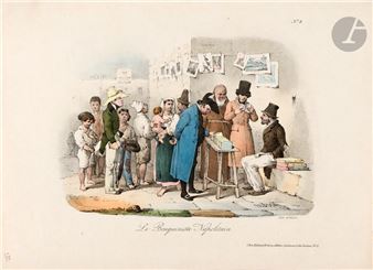 The Neapolitan Bouquiniste. (Pl. 2 from the series Scènes populaires de Naples en douze Tableaux). - Carl Gustaf Hjalmar  Mörner