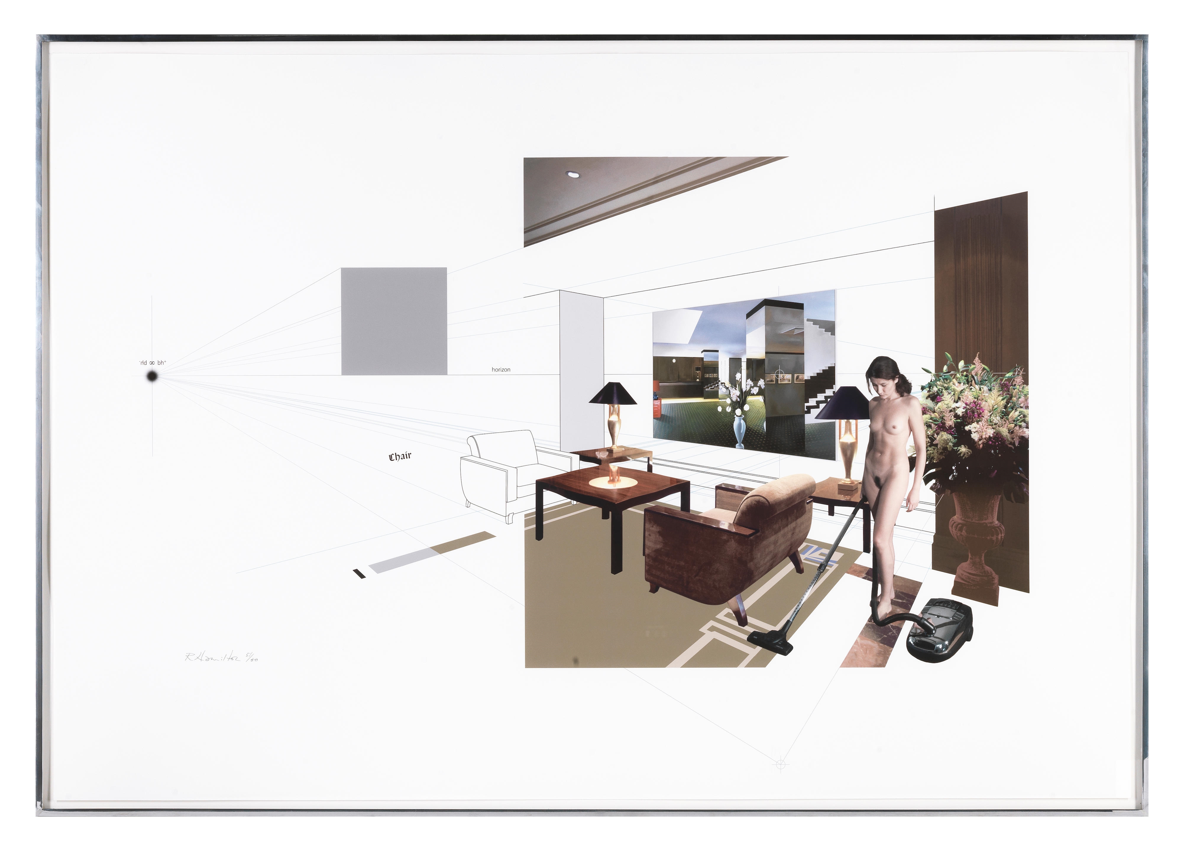 Artwork by Richard Hamilton, Chiara and Chair, Made of inkjet print in colours, 2004, on wove paper
