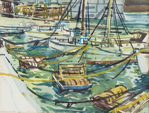 Artwork by Richard Cheales, Bobbing Boats, Made of watercolour on paper