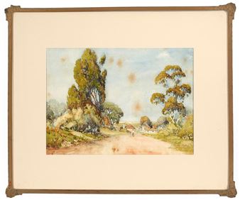 Figure on a country track and cottage scenes - A. Edwards