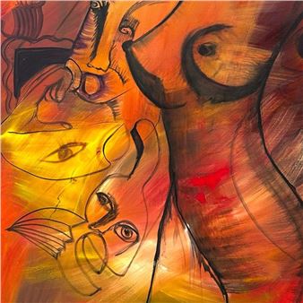 Nude female with faces - Royi Akavia