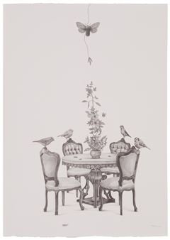 Table With Birds, Butterfly And Moth - Eduardo Talledos