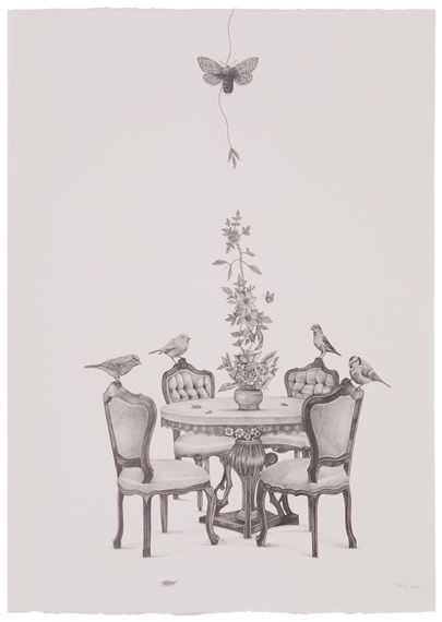 Table With Birds, Butterfly And Moth - Eduardo Talledos