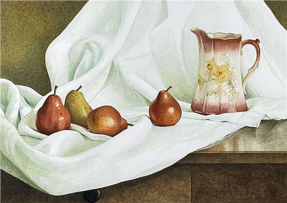 Still life with red pears by Nigel Ashcroft, 1991