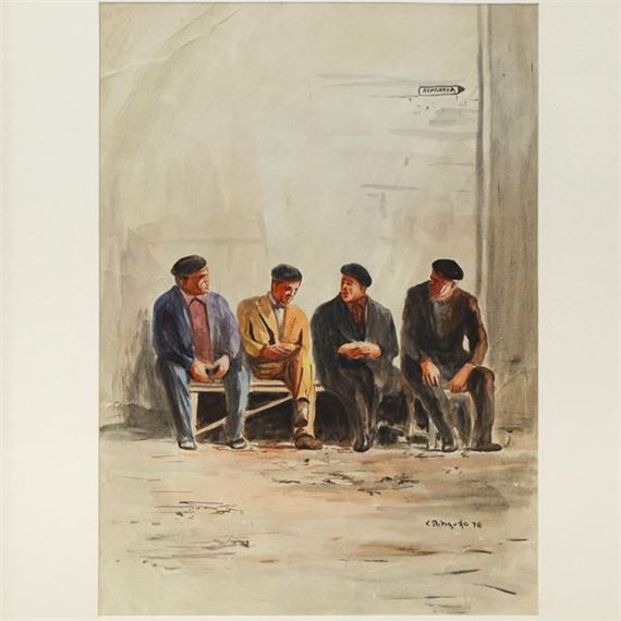 Vittorio Ribaudo | Gentlemen in the waiting room, 1978 | MutualArt