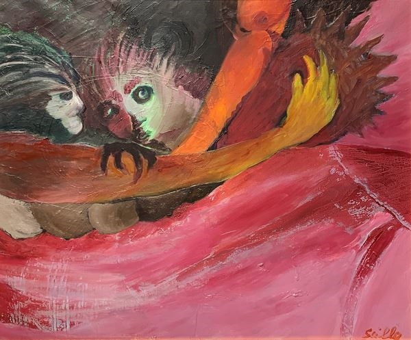 Artwork by Giacomo Scilla, Scylla's rooster, 1974, Made of Oil painting on canvas