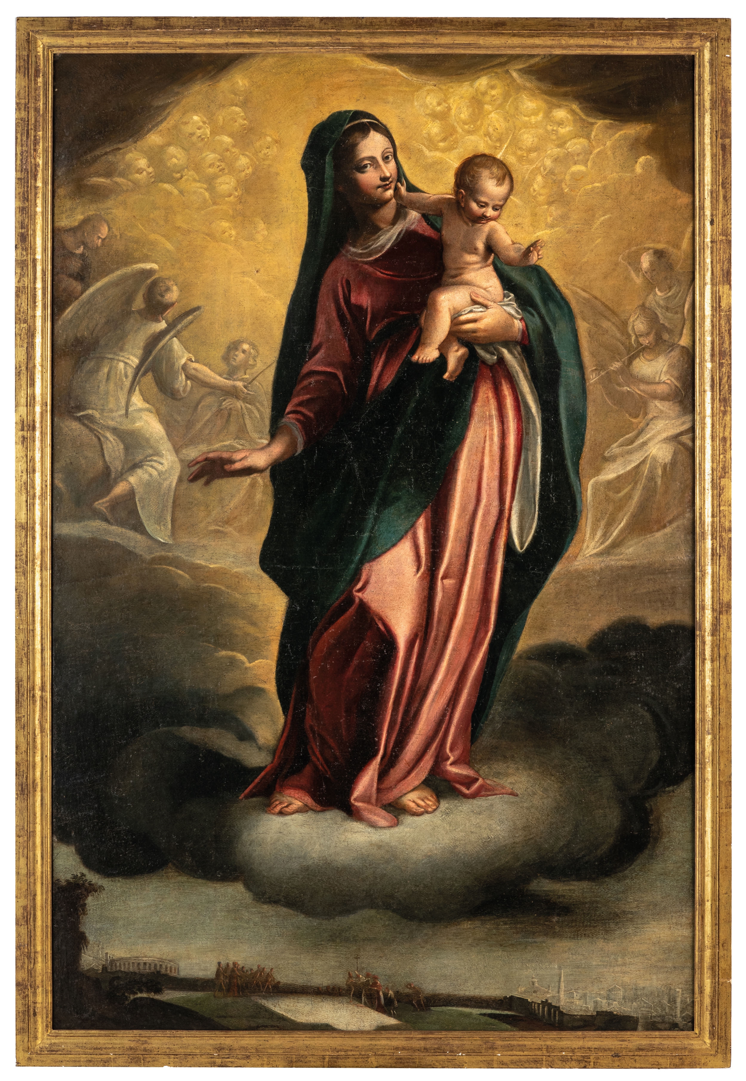 Claudio Ridolfi | Madonna con Bambino in gloria con la veduta di Verona ...