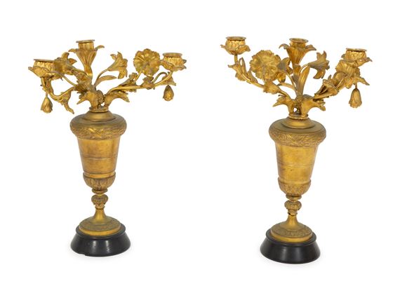 Floral Three-Light Candelabra by French School