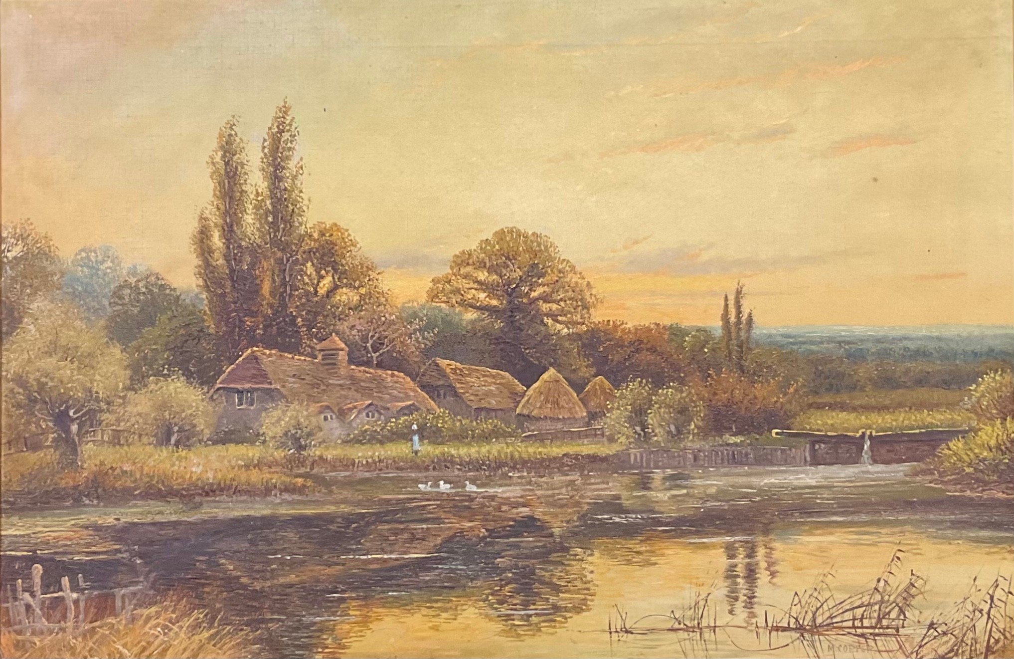 M. Corper | River Landscape with Cottages (Early 20th Century) | MutualArt