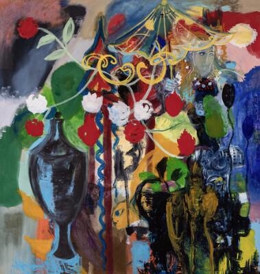 Artwork by Ursula Klara Reuter Christiansen, Promenade - den blå tulipan, Made of Oil on canvas