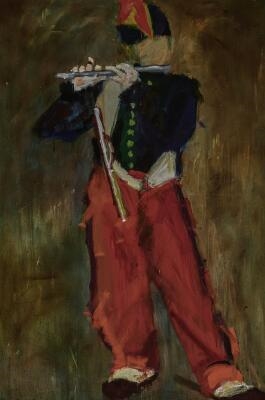 Artwork by Lise Malinovsky, Soldier with a flute, 1984, Made of Oil on canvas