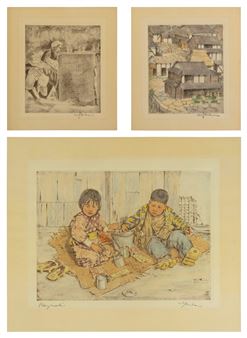 Playmates; Houses in a neighborhood; Women laborers - Willy Seiler