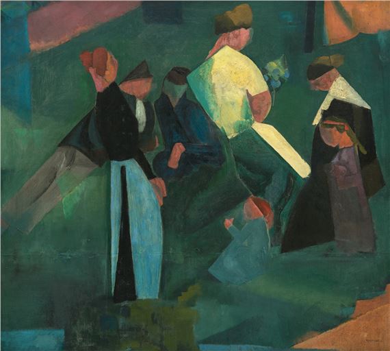 Cubist picnic by Reinhold Ewald, 1920
