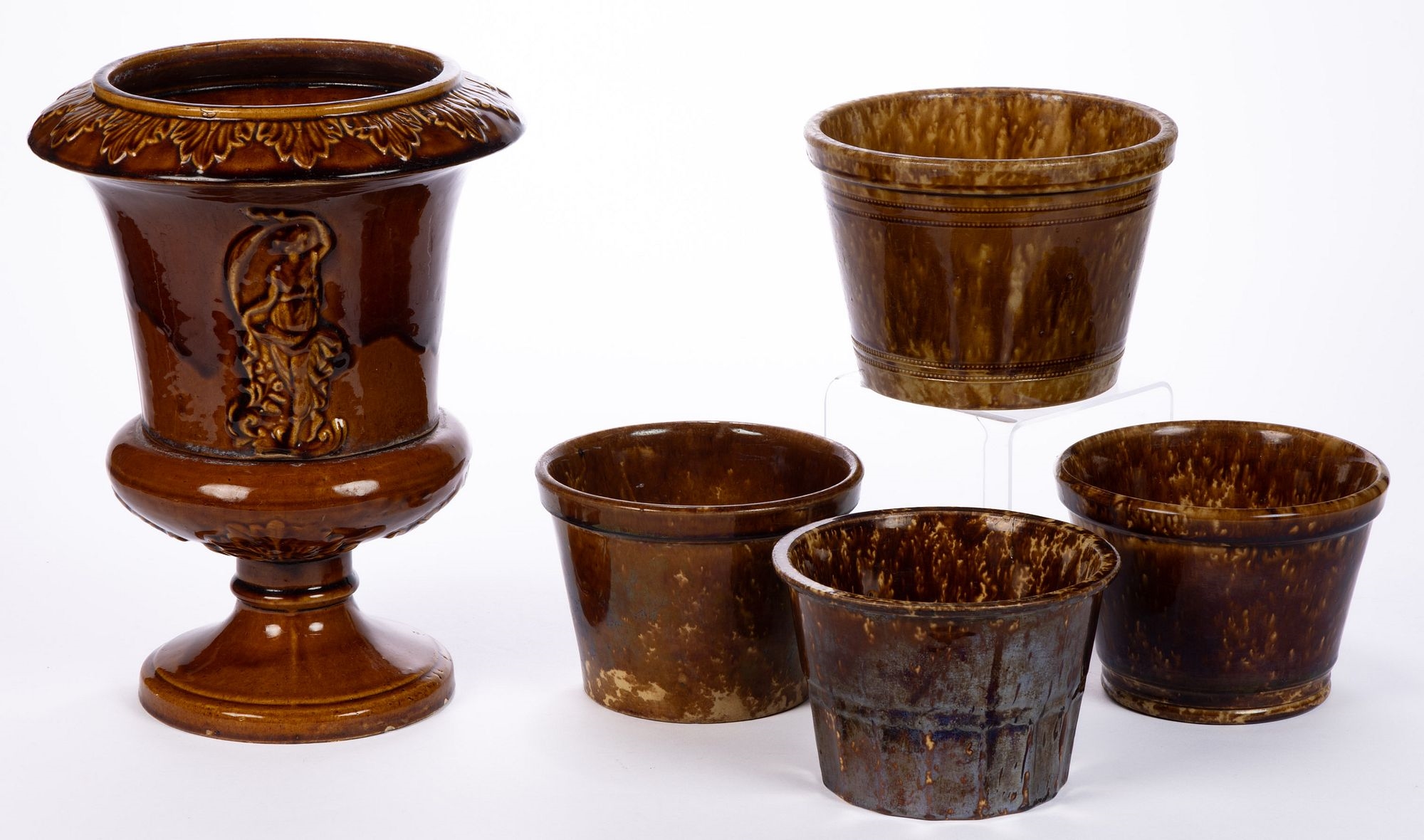 Unknown | AMERICAN ROCKINGHAM-GLAZED POTTERY JARDINIERES / PLANTERS ...