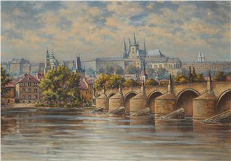 Prag mit Blick zur Karlsbrücke und Hradschin - Jindrich Archalous