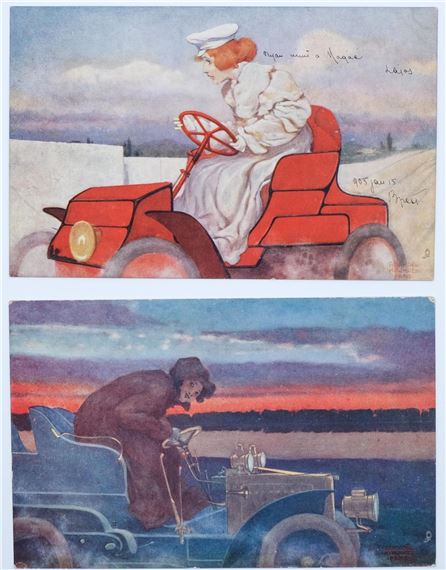 Raphael Kirchner | Flashing motorists (1904) | MutualArt