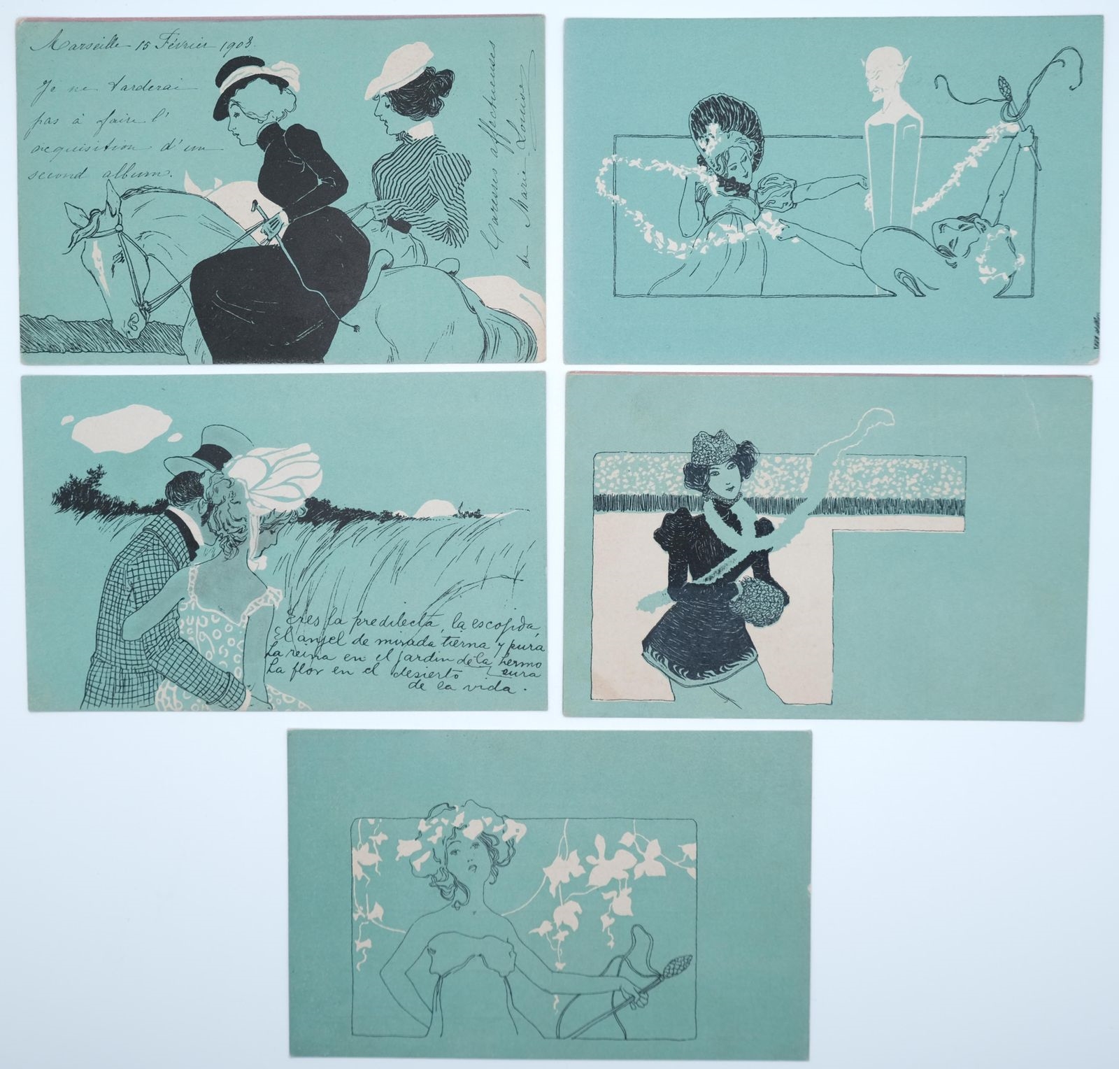 Raphael Kirchner | Figures on turquoise backgrounds (1900) (1900 ...