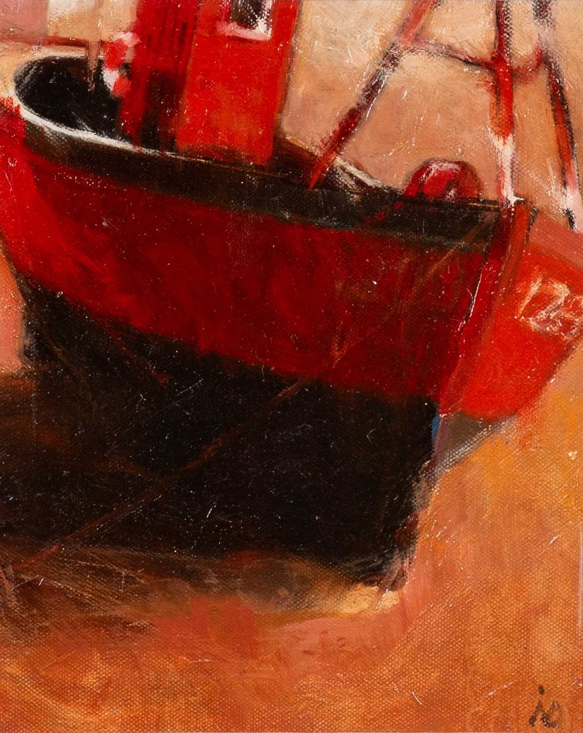 Mihangel Jones | ‡ MIHANGEL JONES oil on canvas - red boat | MutualArt