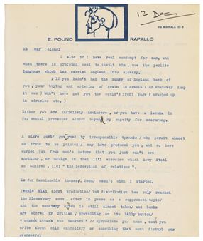 Typed letter signed (‘Ezra Pound’) to T.E. Lawrence (‘My dear Colonel’), Via Marsala, Rapallo, 12 December [1934] - Ezra Pound