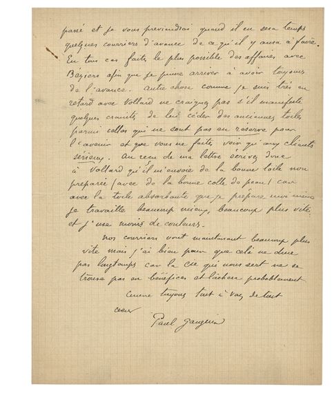 Autograph letter signed ('Paul Gauguin') to Daniel [de Monfreid], [Tahiti], April [1901] by Paul Gauguin, April [1901]