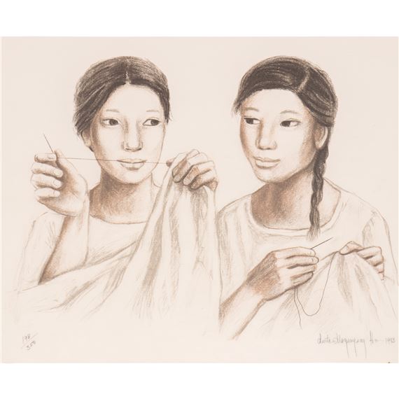 Untitled (Sewing Ladies) by Anita Magsaysay-Ho, dated 1993