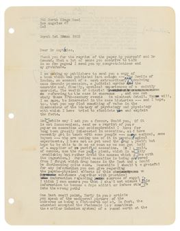 Three typed letters signed (‘Aldous Huxley’, ‘Aldous’) to J.R. Smythies, 740 North Kings Road, Los Angeles, 1 March 1953 – 1 February 1955 - Aldous Huxley