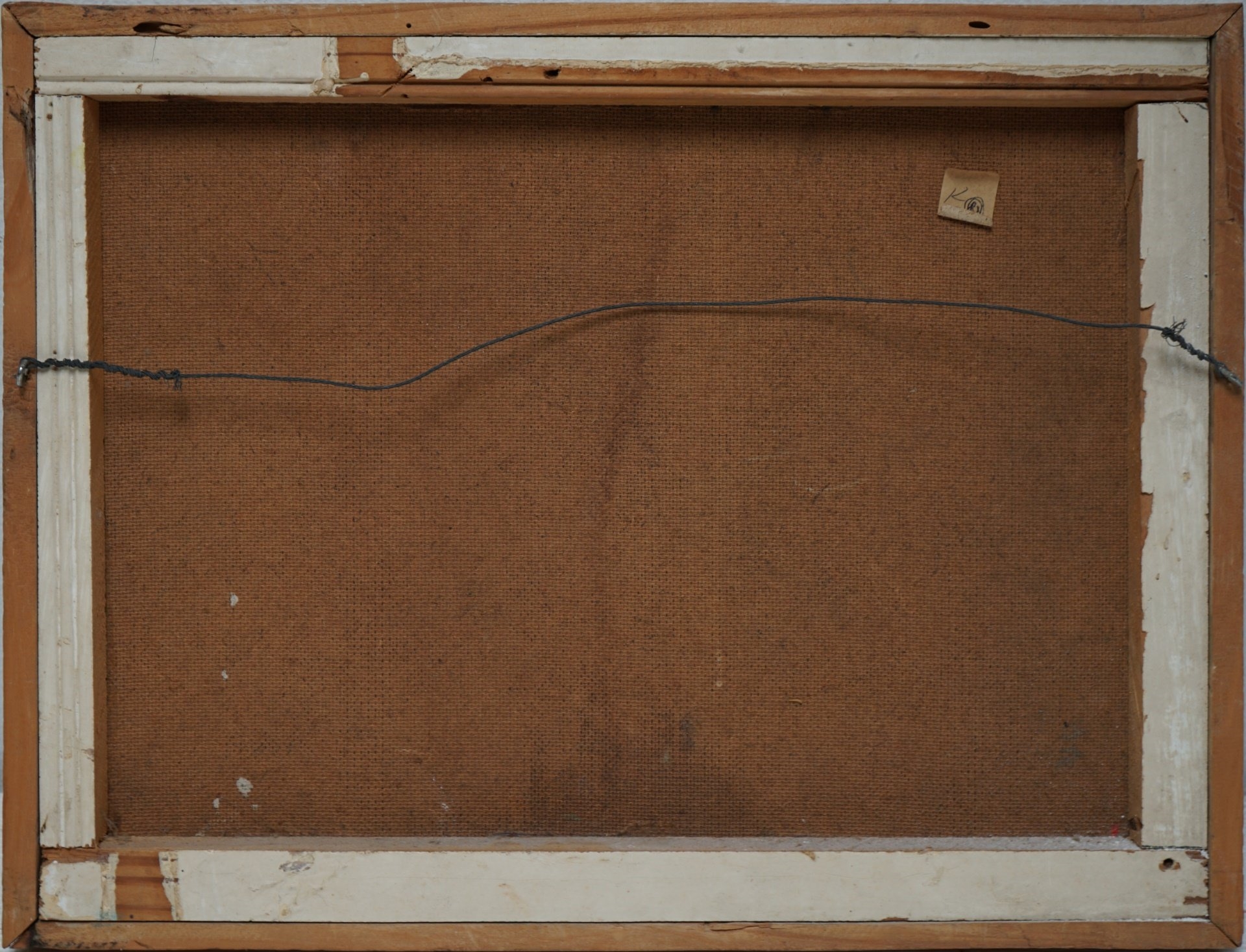 Artwork by Madeline Mirvil, Boy with Dog Holding Ice Cream With House and Other Figures, Made of Oil on masonite