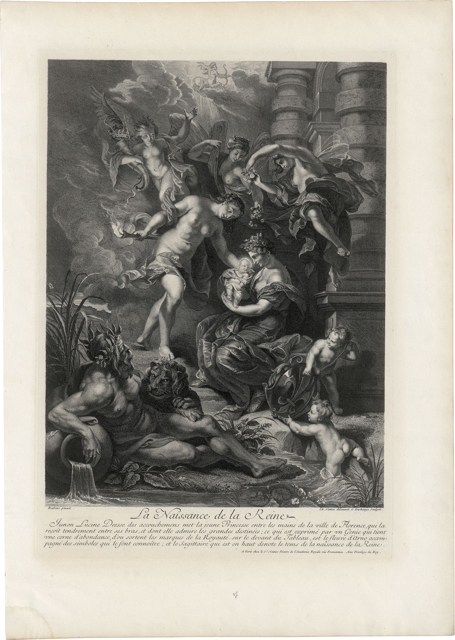 Artwork by Peter Paul Rubens, Gaspar Duchange, La naissance de la reine, Made of copper engraving