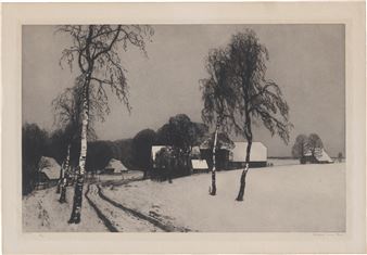 Die Dorfstraße (Die Künstlerkolonie Döltingen im Winter) - Georg Bernhard Müller Vom Siel