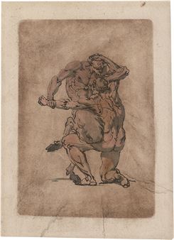 Kampf zwischen Mann und Satyr - Michelangelo