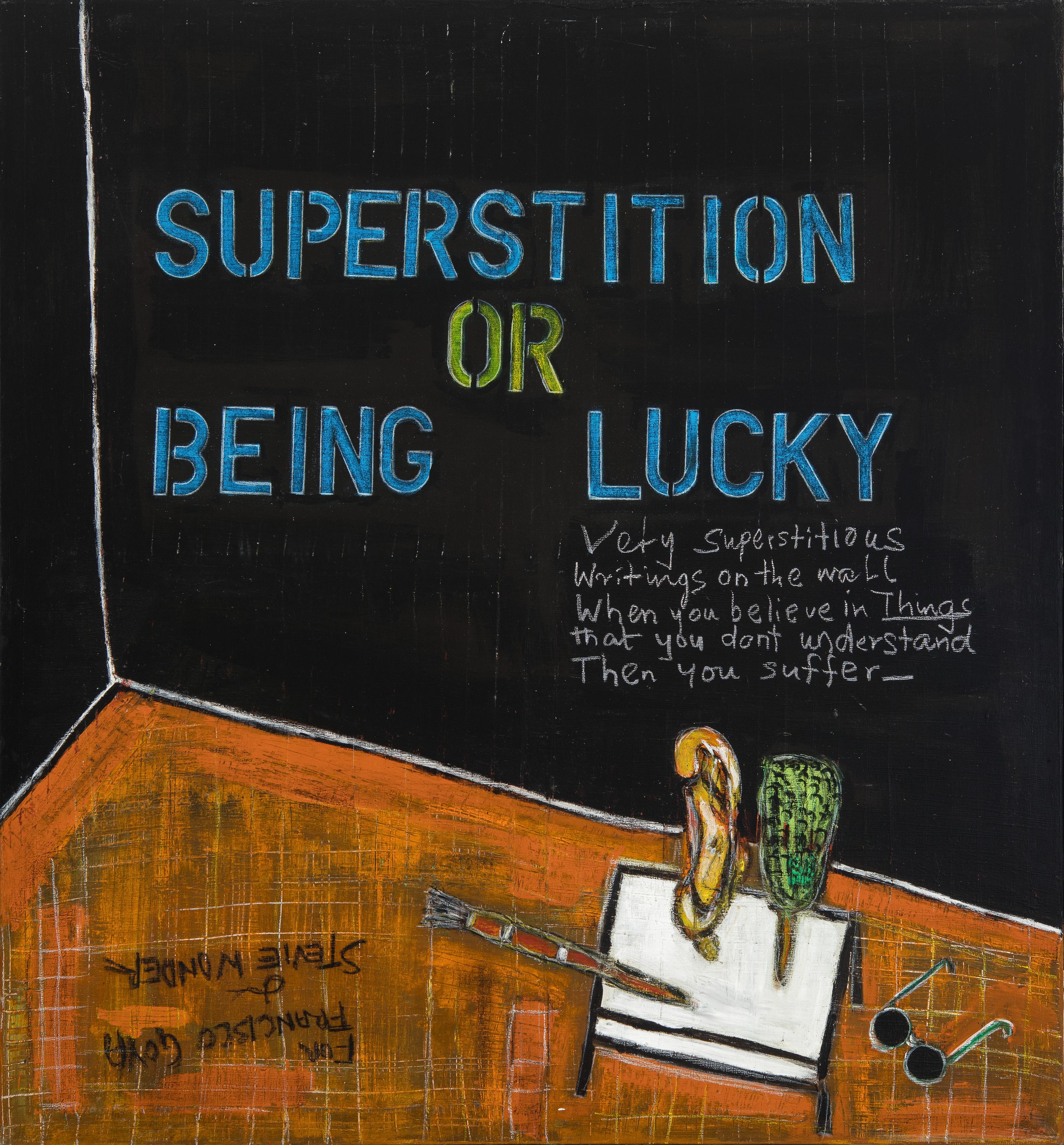 Artwork by Frederick William Ayer,  Frederick William Ayer (American 1943) . Superstition, 1999., Made of oil and chalk on canvas