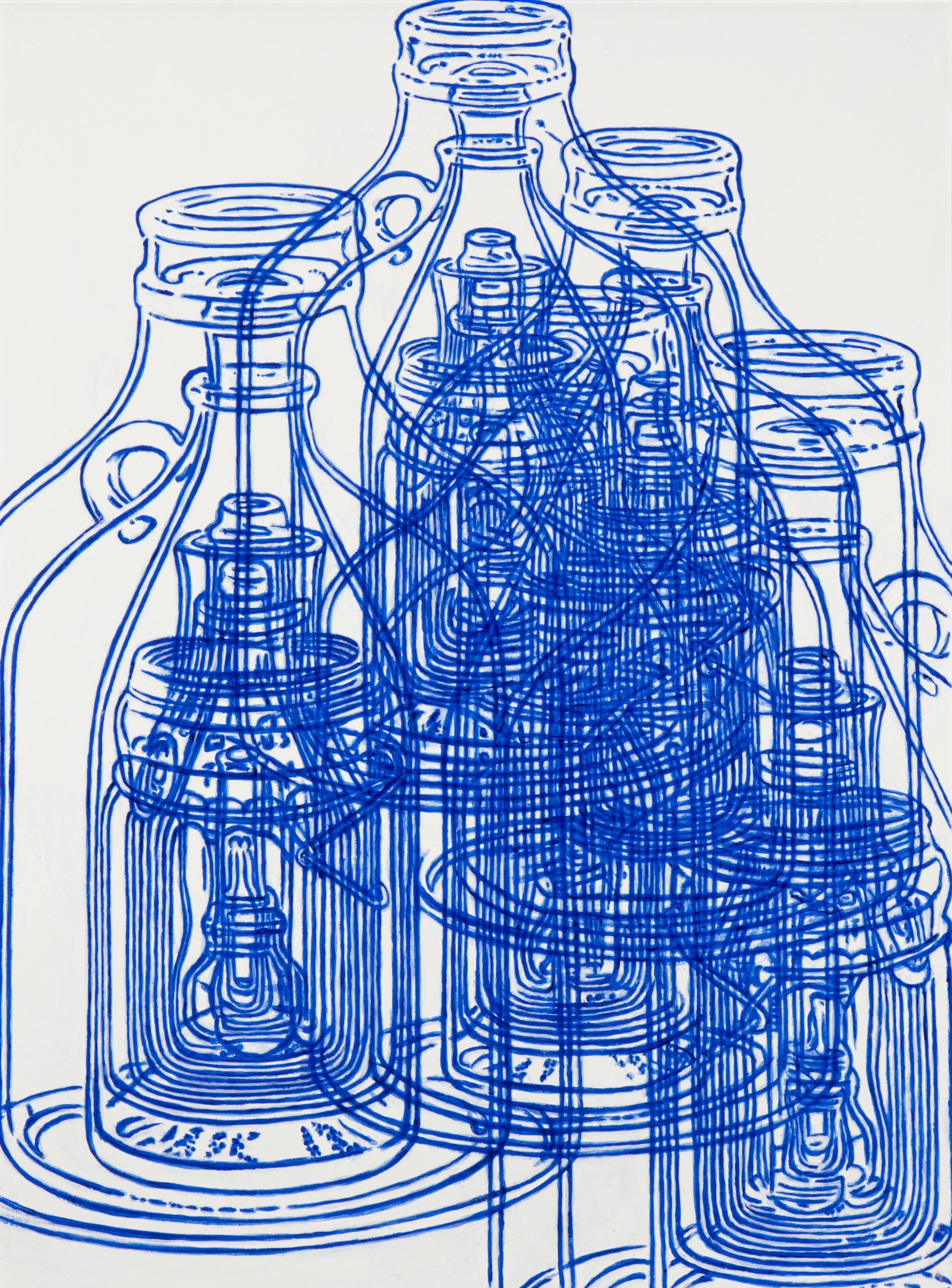 Artwork by Rob Scholte,  Rob Scholte (Dutch 1958). Composition with bottles, 2004., Made of acrylic on canvas