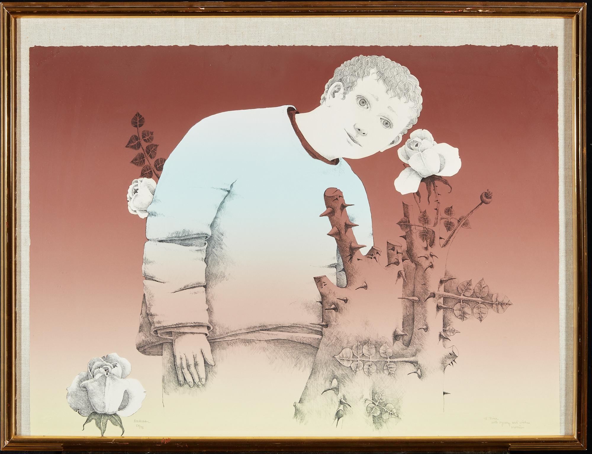 Artwork by Morris Broderson, Sound of a Flower, 1975, Made of lithograph in colors on Arches wove paper