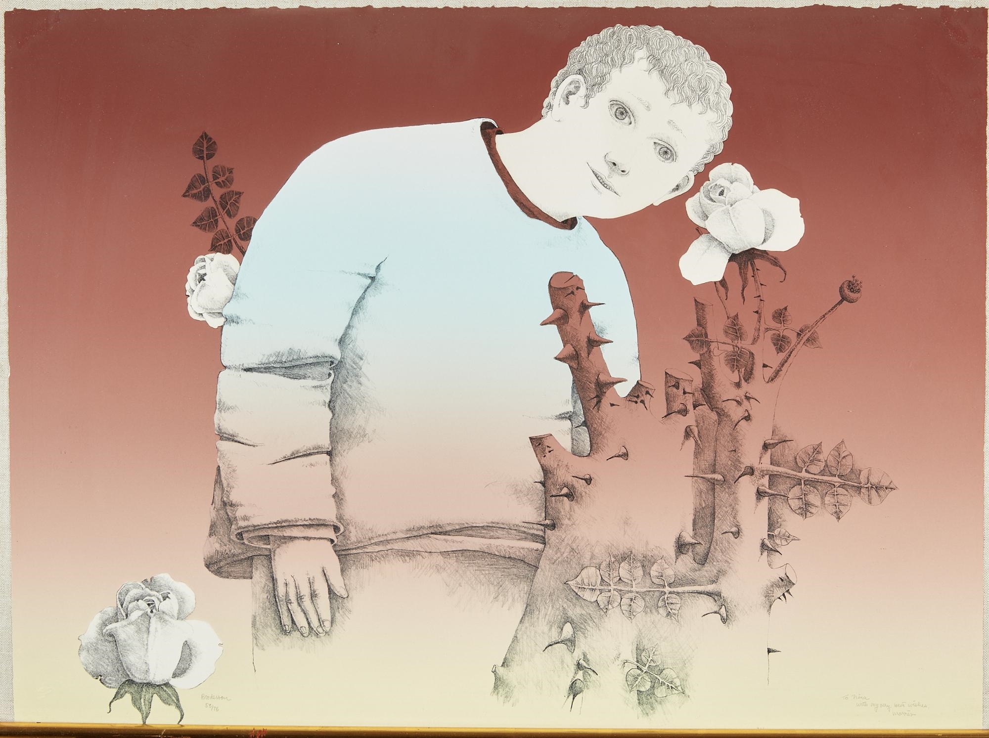 Artwork by Morris Broderson, Sound of a Flower, 1975, Made of lithograph in colors on Arches wove paper