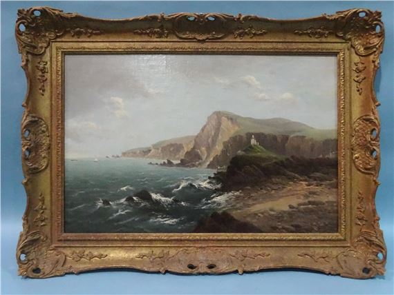 ILFRACOMBE, COASTAL SCENE WITH FISHING BOATS IN THE DISTANCE by Allan