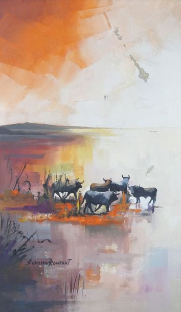 Artwork by Bernard Ronfaut, Bulls, Made of Oil on canvas