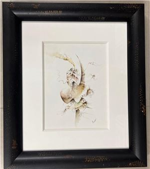 Framed Surrealist watercolor and Ink on paper signed Jose Luis Farinas was born in Cuba, 1972. - José Luis Fariñas