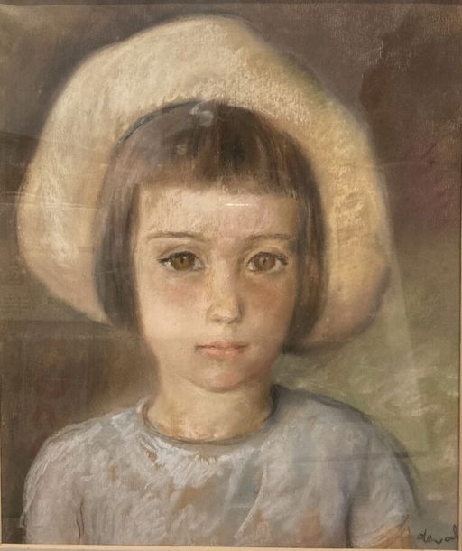 Pierre Deval | Portrait of a young girl with a hat | MutualArt
