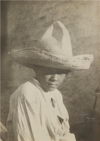 Two works:  Young man with hat; Young girl in doorway by Henry Ravell, circa 1860-1930