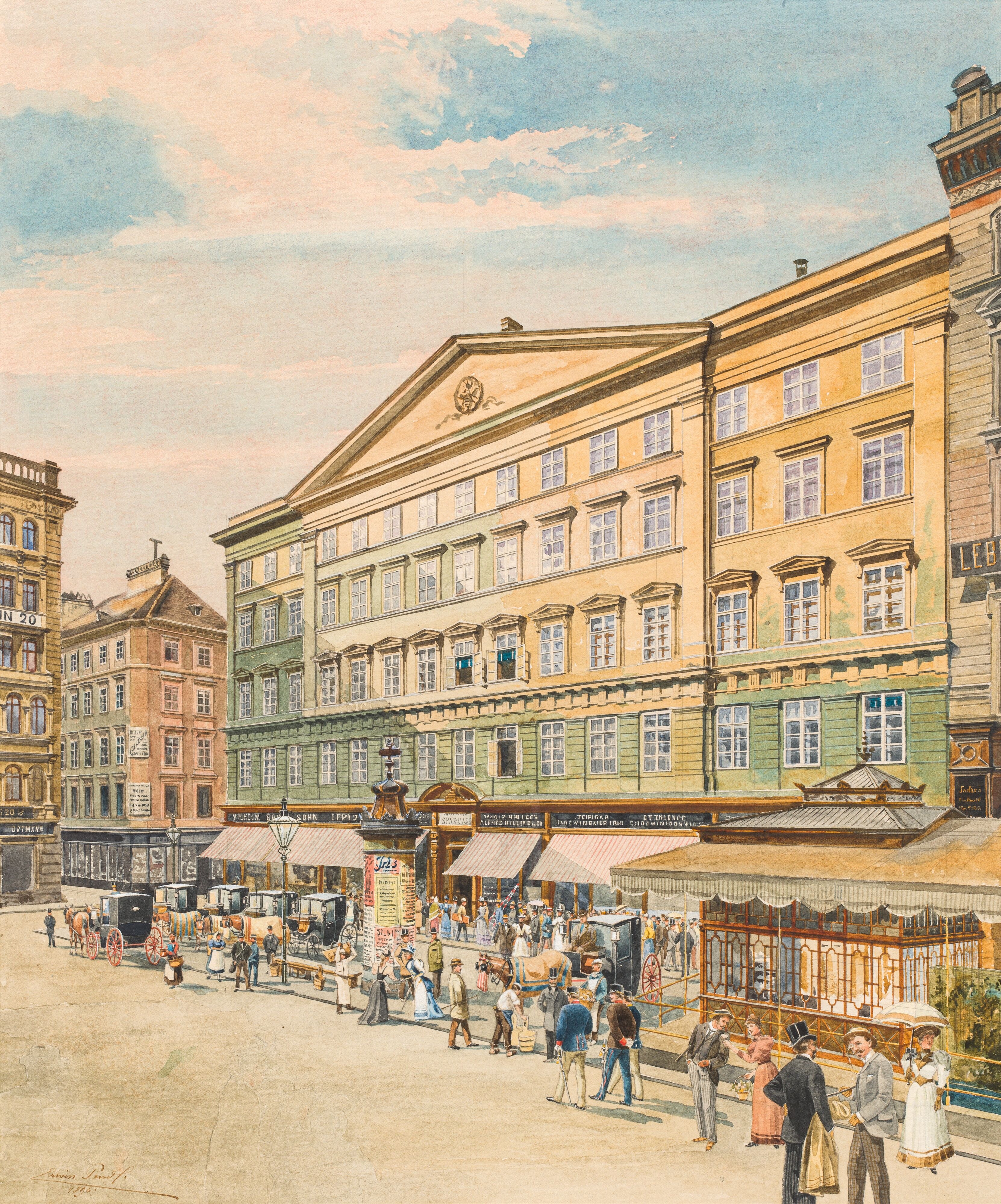 Am Graben in Vienna with the building of Erste Bank der österreichischen Sparkassen by Erwin Pendl, 1875 - 1945