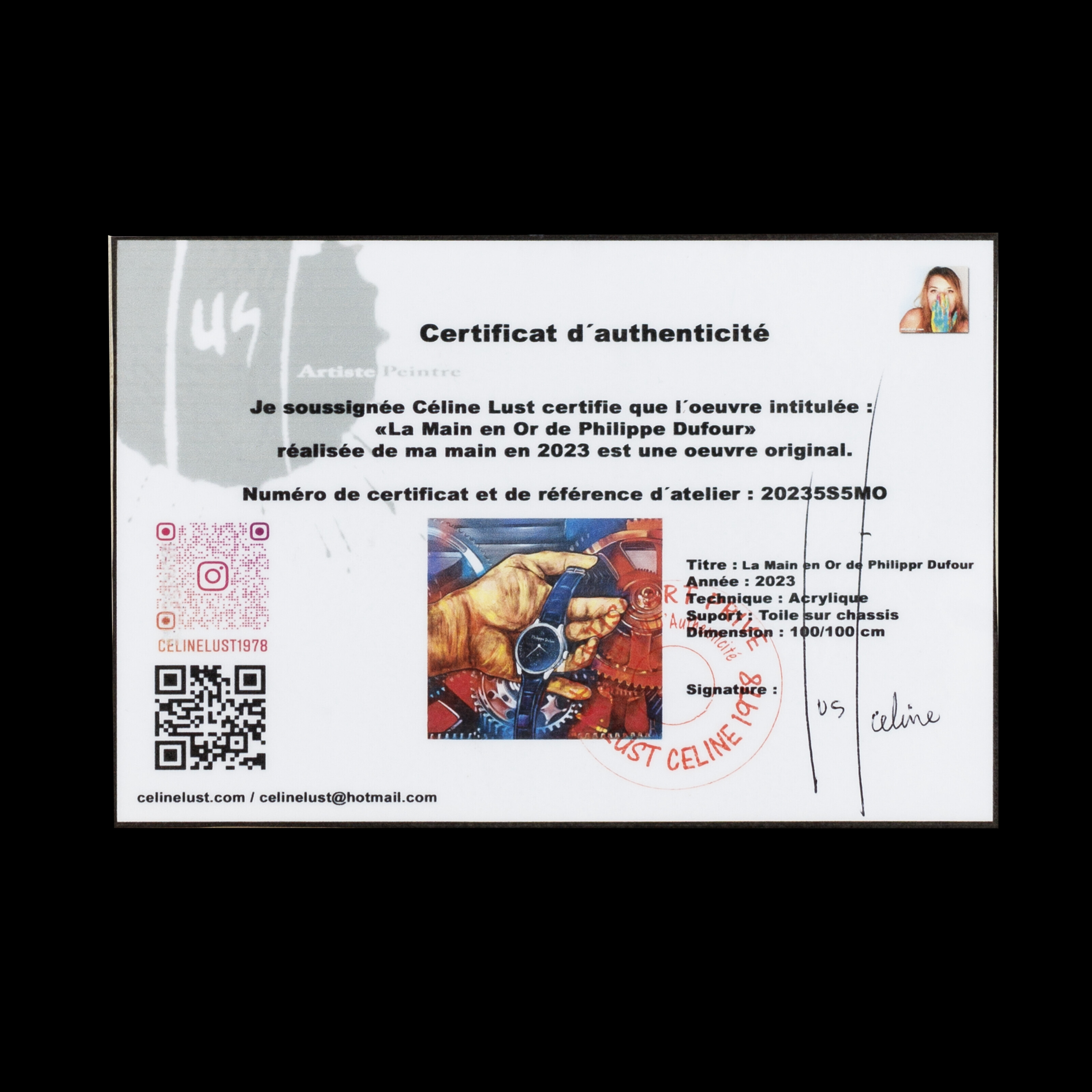 Artwork by Céline Lust, La Main en Or de Philippe Dufour, Made of Canvas