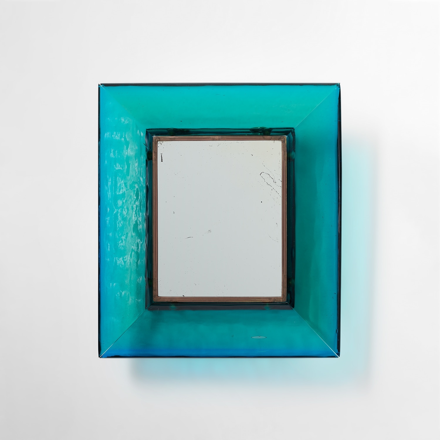 Artwork by Carlo Scarpa, Mirror, model no. 30, Made of Iridato glass, mirrored glass, brass.