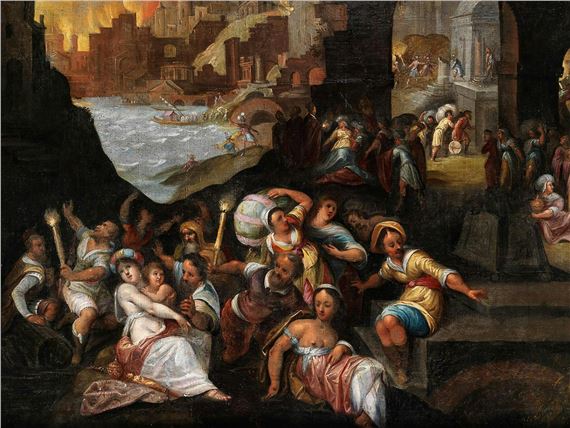 DER BRAND TROJAS by Gillis van Valckenborch