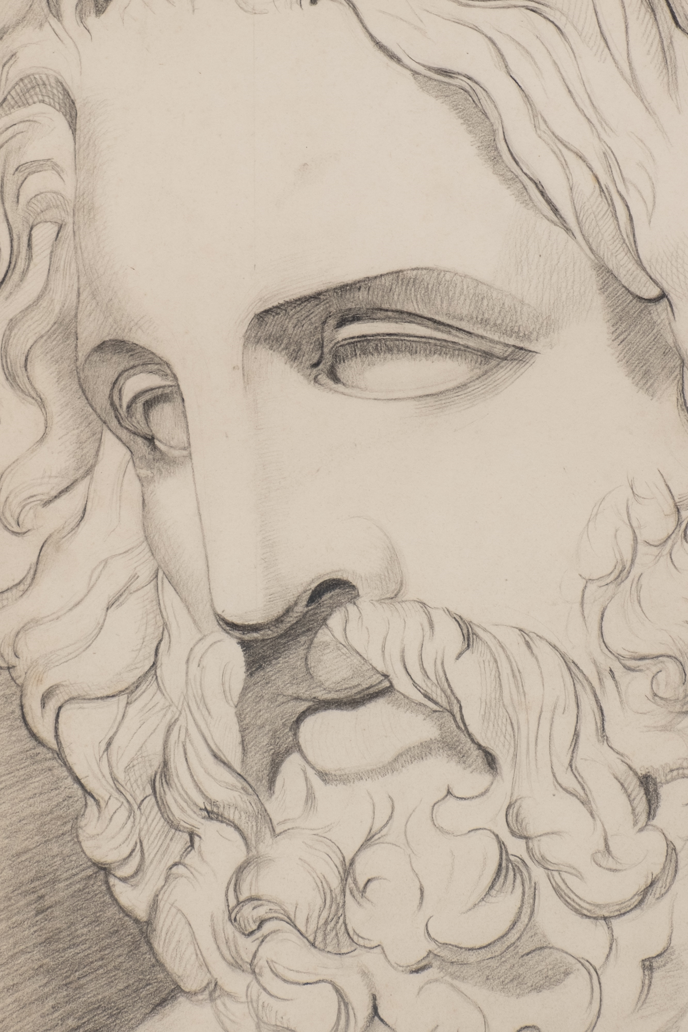 Artwork by Harriet M. Bennett, Zeus sculpture study, Made of graphite on paper