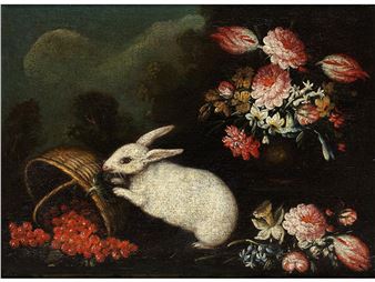 BLUMENSTILLLEBEN MIT TIERSTAFFAGE - Giuseppe Pesci